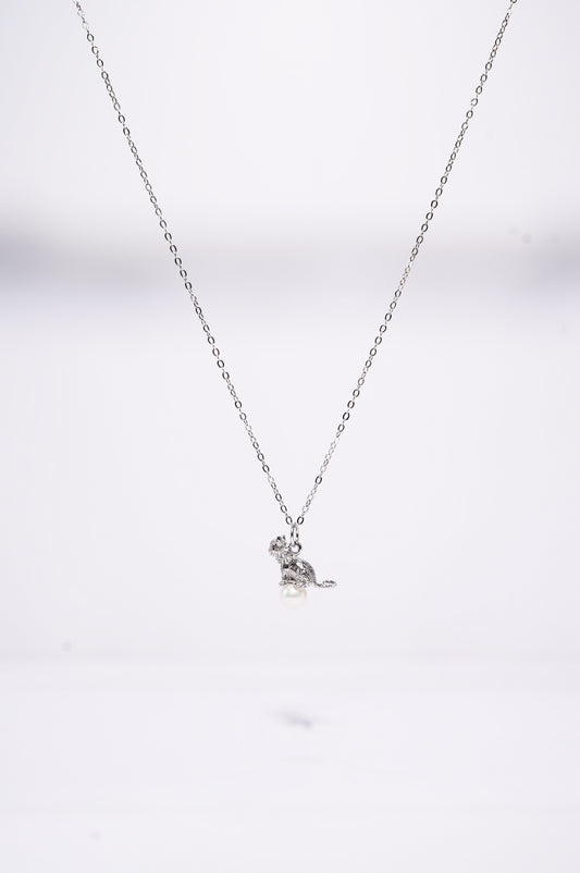 Mini Craft Cat Freshwater Pearl Necklace
