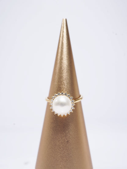 ‘Sunflower' Bun Freshwater Pearl Ring