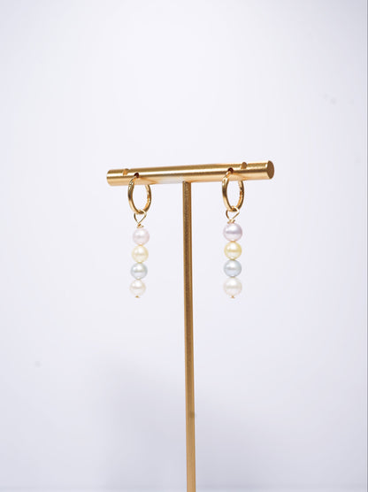 'Lollipop' Freshwater Pearl Hoop Earrings