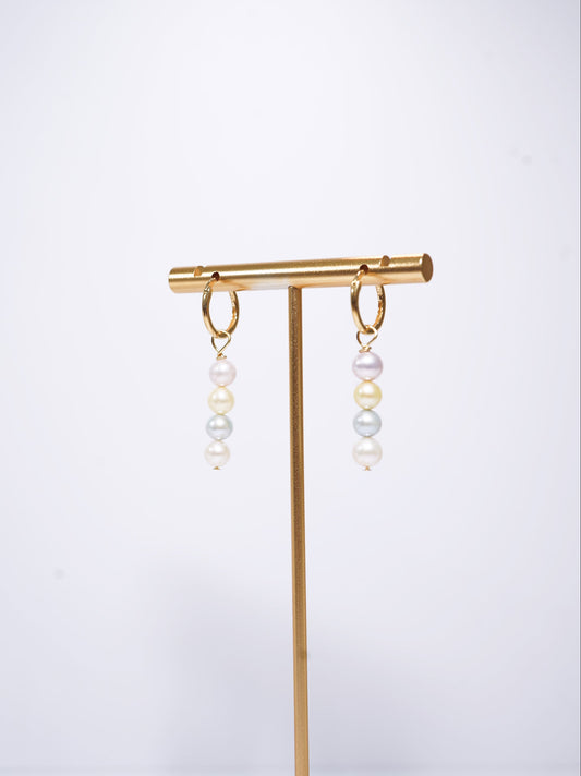 'Lollipop' Freshwater Pearl Hoop Earrings