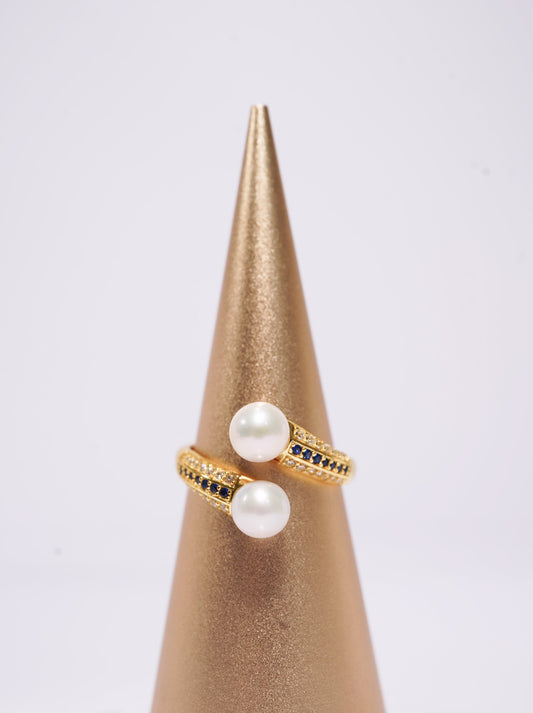 ‘Snake' Round Freshwater Pearl Ring