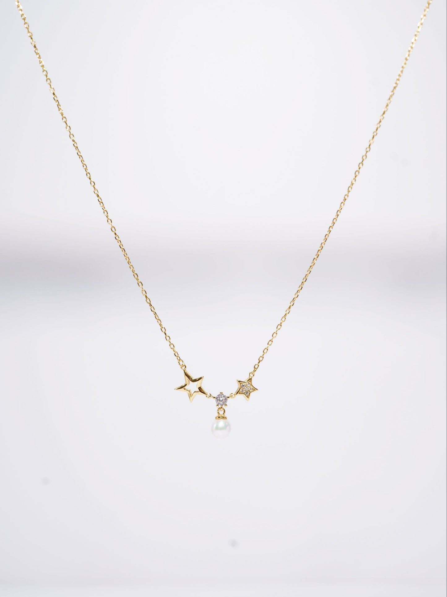 Two Stars Diamond Freshwater Pearl Necklace