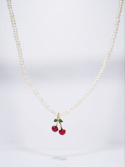'Californian Cherry' Freshwater Pearl Full Strand Necklace