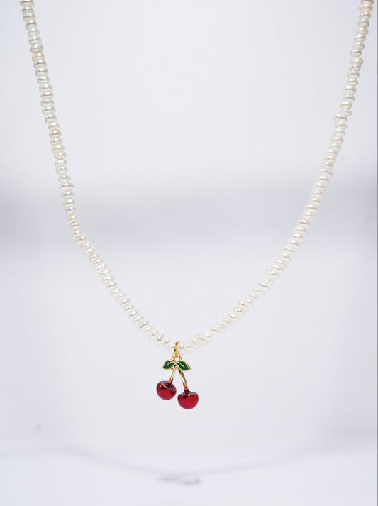 'Californian Cherry' Freshwater Pearl Full Strand Necklace