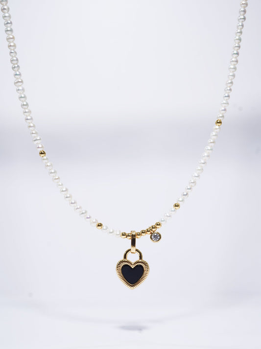 Lock-heart Freshwater Full Strand Necklace