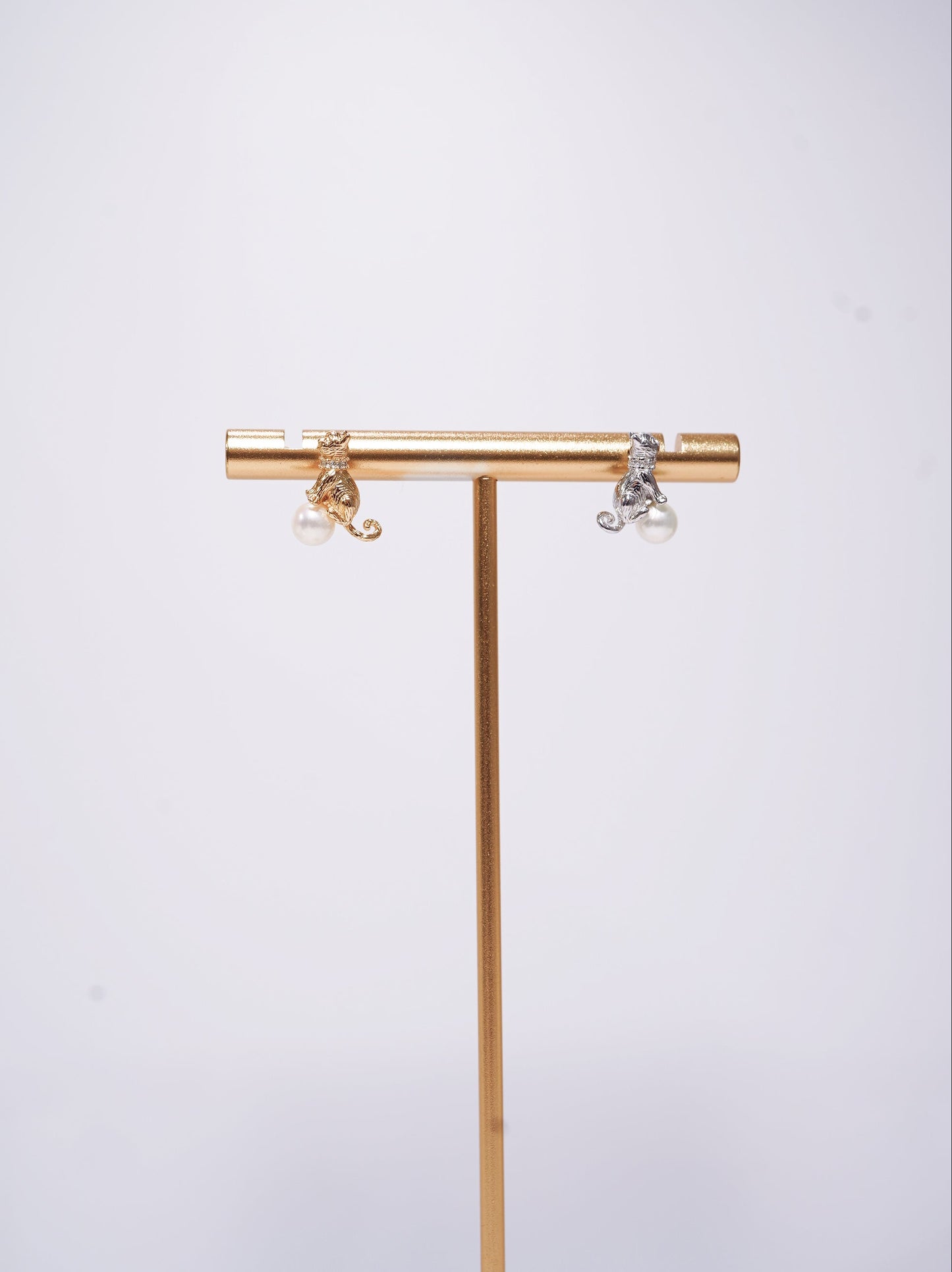 Mini Craft Cat Freshwater Pearl Earrings