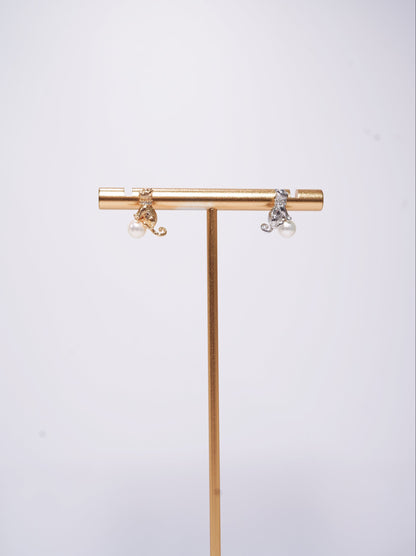Mini Craft Cat Freshwater Pearl Earrings