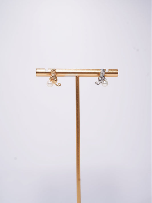 Mini Craft Cat Freshwater Pearl Earrings