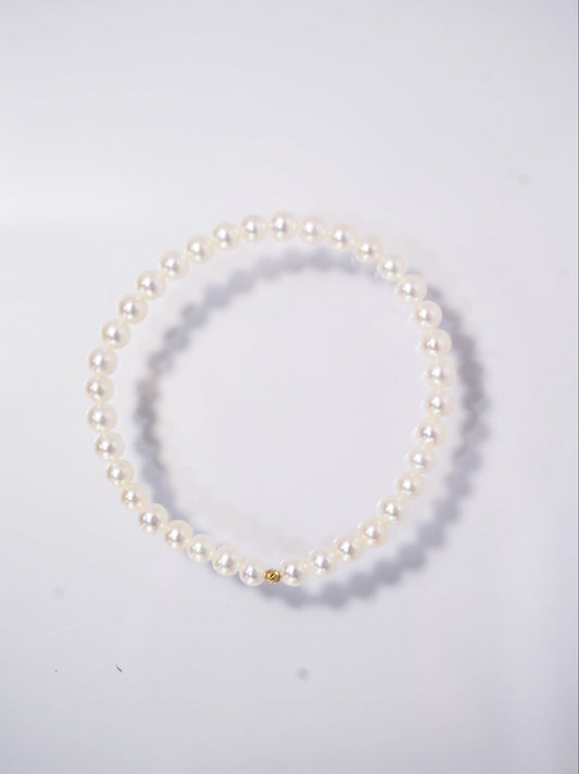 18K Gold Ball Freshwater Pearls Bracelet