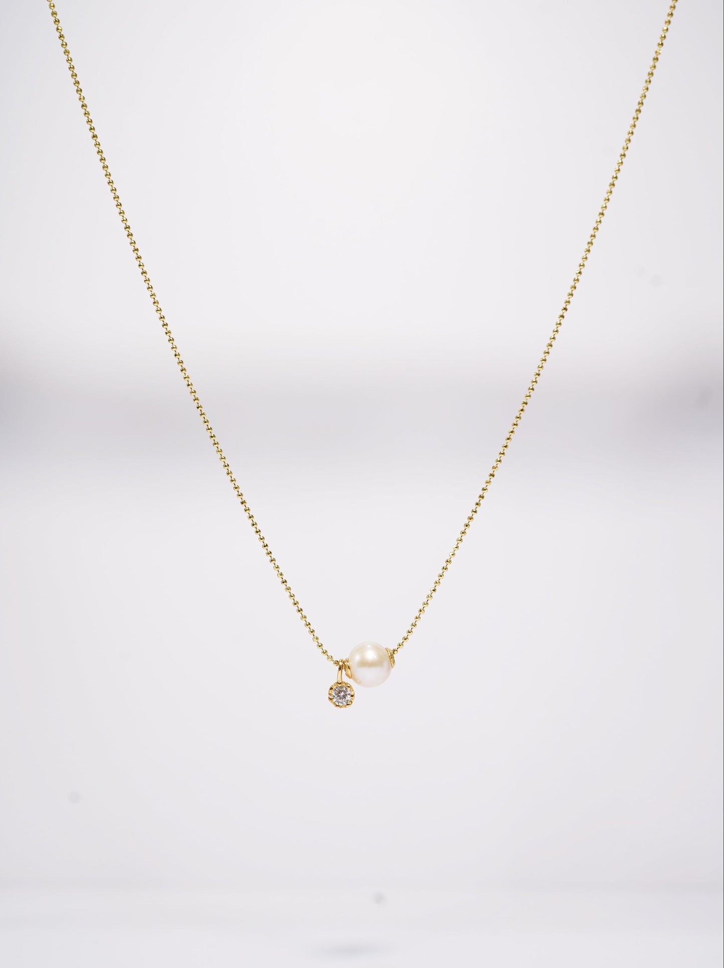 Cutest Zircon Round Freshwater Pearl Necklace