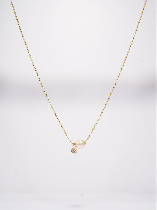 Cutest Zircon Round Freshwater Pearl Necklace