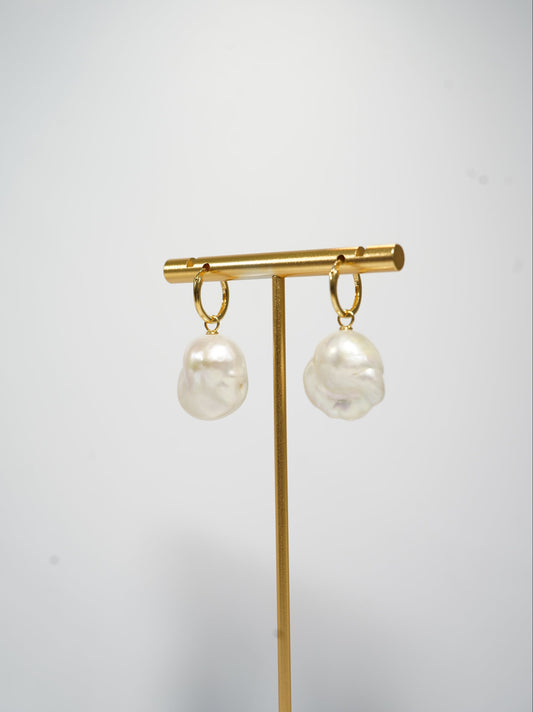 Baroque Freshwater Pearl Hoop Earrings