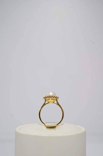 ‘Sunflower' Bun Freshwater Pearl Ring