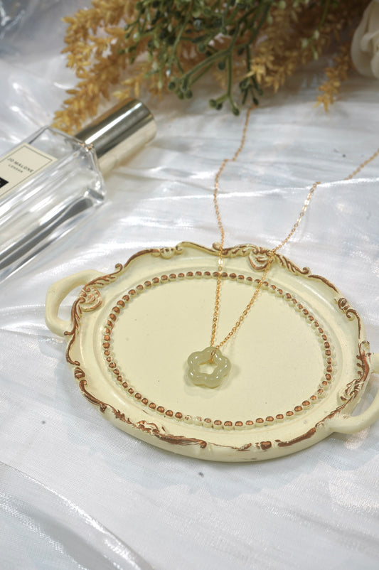 Cute Flower Jade Necklace