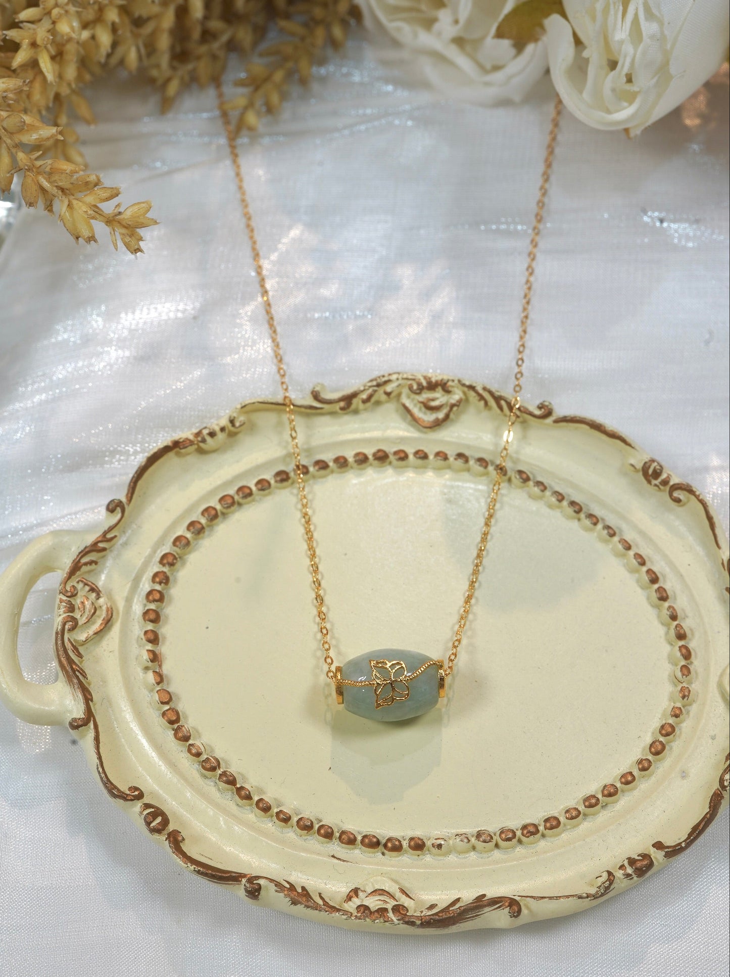 Lotus Flower Jade Necklace