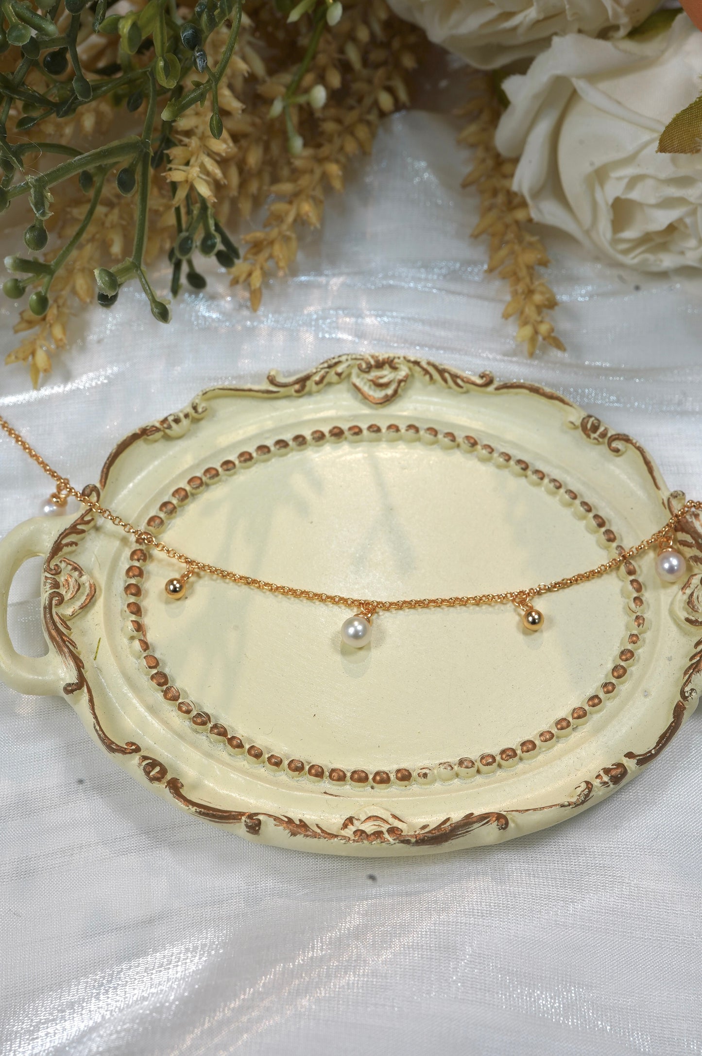 String Lights with Ball Freshwater Pearl Necklace